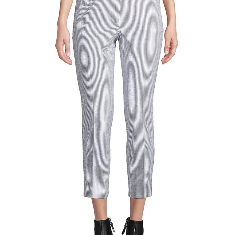MaxMara Weekend Andorra blue-grey and white striped seersucker pants EUC